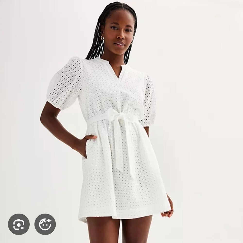 Draper James White Eyelet Mini Dress